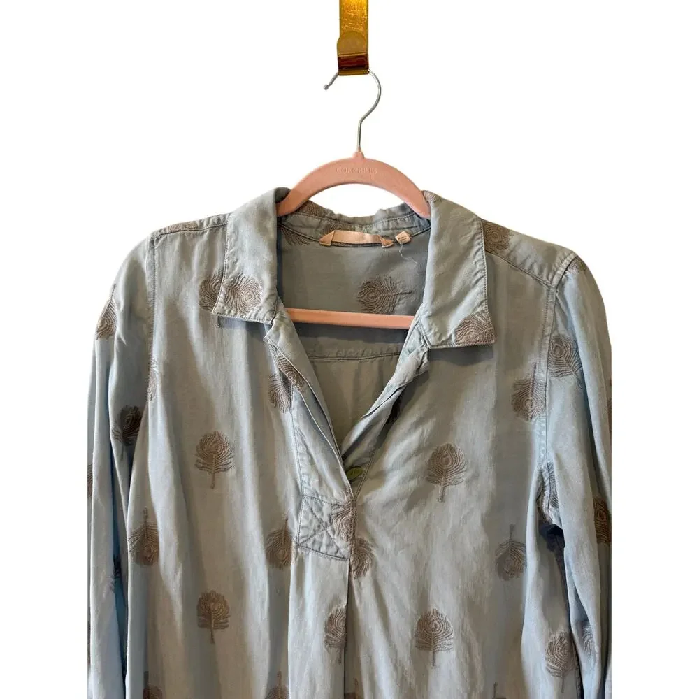 Soft Surroundings Paisley Park Embroidered Chambray Shirt Dress PM - Picture 4 of 8